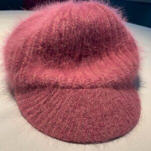 Pink Angora/ Nylon /Wool blend baseball cap